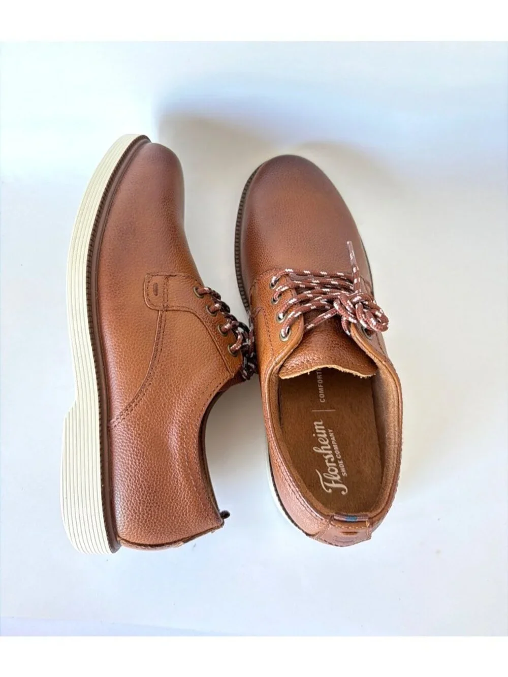 Florsheim Supacush Jr Cognac Brown Plain Toe Oxfords Kids Size 1.5